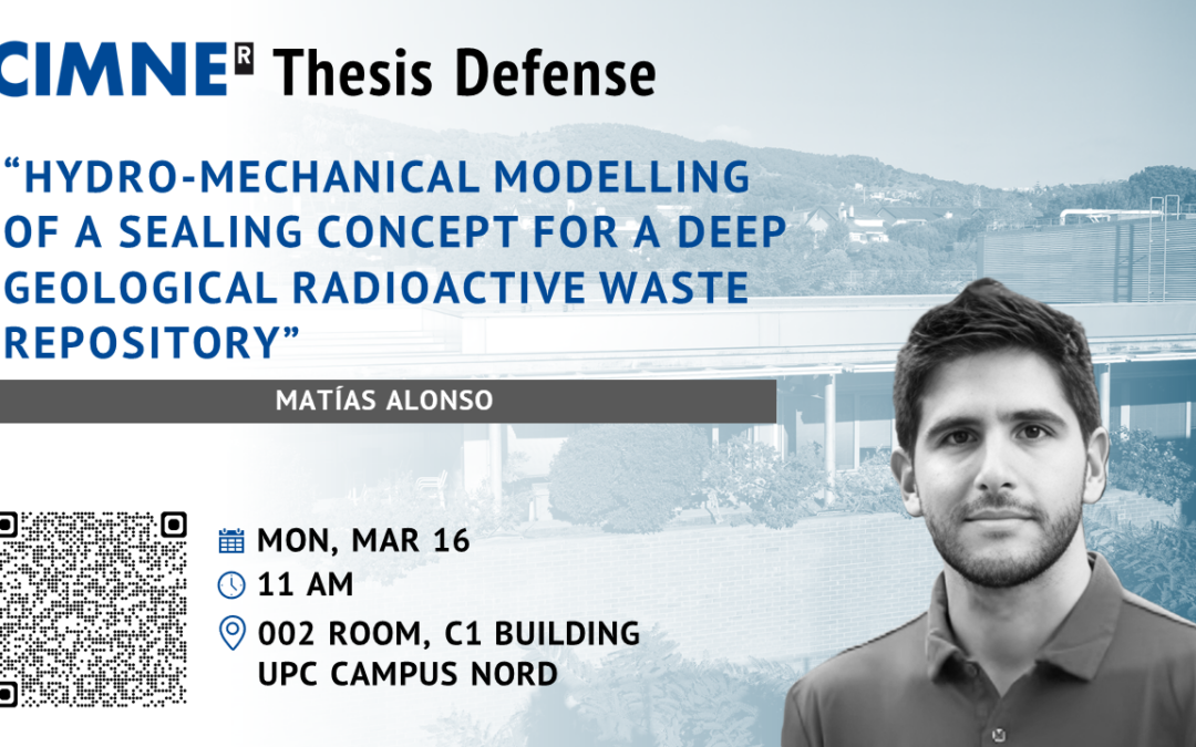 Defensa de tesi doctoral: “Modelització hidromecànica d’un concepte de segellat per a un dipòsit geològic profund de residus radioactius” de Matías Alonso