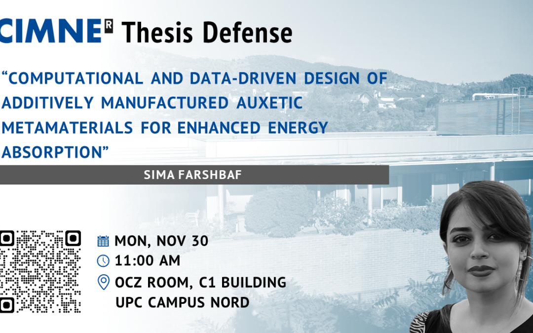Defensa de la tesi doctoral: «Disseny computacional i basat en dades de metamaterials auxètics fabricats additivament per a una absorció d’energia millorada» de Sima Farshbaf